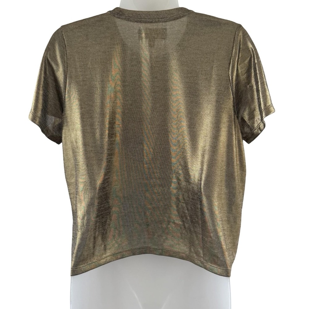 Porridge Shine Glam Tee Shirt Womens Medium Gold Metallic Anthropologie Y2K - Picture 12 of 16